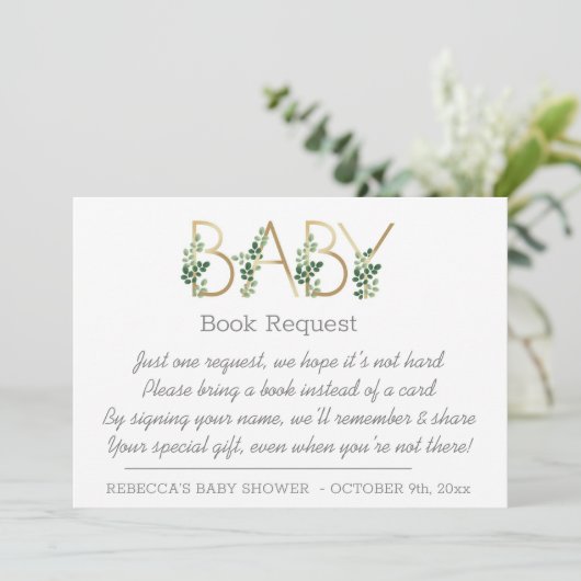 Book Request Baby shower Invitation Insert Card (Staand voorkant)
