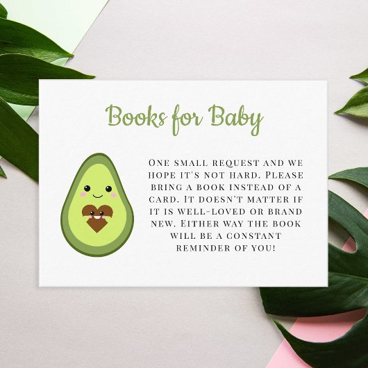 Book Request Card Kawaii Avocado Baby shower Cute Informatiekaartje