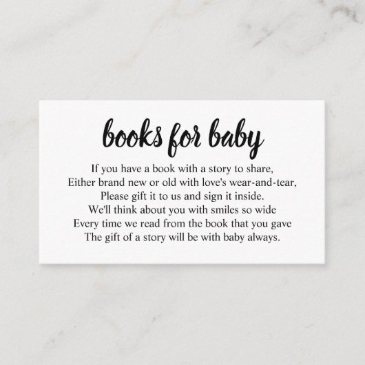 Book Request for Baby Shower Enclosure SImple Card Informatiekaartje (Voorkant)