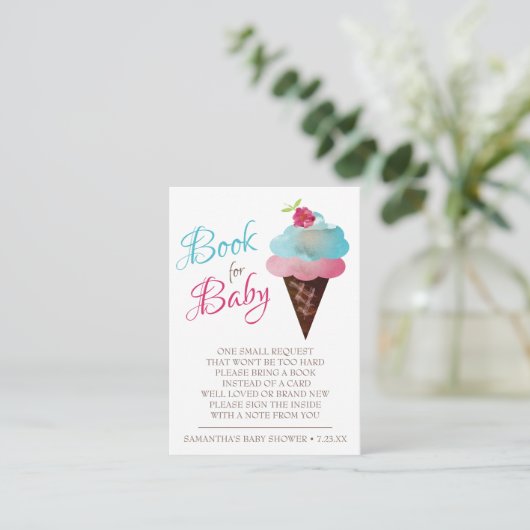 Book Request Girl Baby shower Petite Card Informatiekaartje (Staand voorkant)