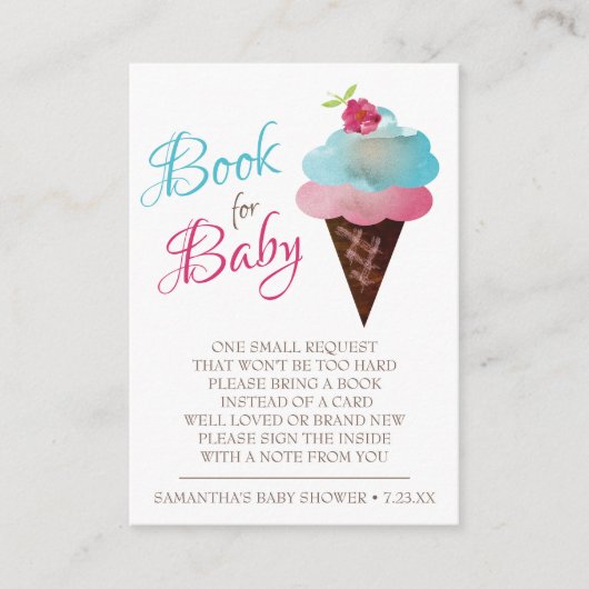 Book Request Girl Baby shower Petite Card Informatiekaartje (Voorkant)