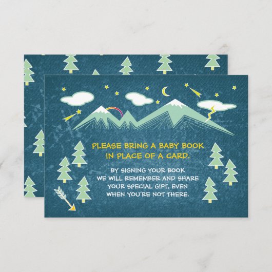 Book Request Mountain-Baby shower Informatiekaartje (Voorkant / Achterkant)