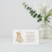 Book Request Neutral Teddy Bear Baby Shower Boho Informatiekaartje (Staand voorkant)