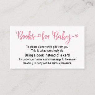 Book Request Pink Girl Baby shower Invitation Informatiekaartje