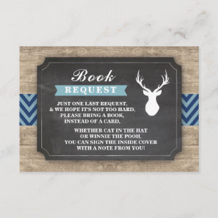 Book Request Stag Baby shower Rustic Boy Blue Kaart
