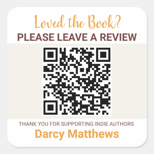 Book Review Request QR Code Indie Authors Minimal  Vierkante Sticker (Voorkant)