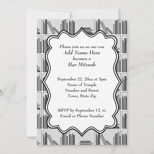 Book Shelf Design Bar Mitzvah Kaart (Voorkant)