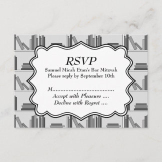Book Shelf Design Bar Mitzvah RSVP Kaartje