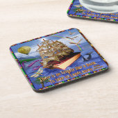 Book Ship Ocean Scene met Emily Dickinson Quote Bier Onderzetter (Linkerzijde)