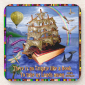 Book Ship Ocean Scene met Emily Dickinson Quote Bier Onderzetter (Voorkant)