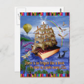 Book Ship Ocean Scene met Emily Dickinson Quote Briefkaart (Voorkant / Achterkant)