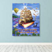 Book Ship Ocean Scene met Emily Dickinson Quote Canvas Afdruk (Insitu (Houten vloer))