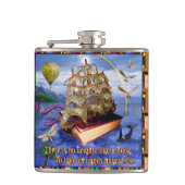 Book Ship Ocean Scene met Emily Dickinson Quote Heupfles (Voorkant)