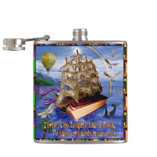 Book Ship Ocean Scene met Emily Dickinson Quote Heupfles