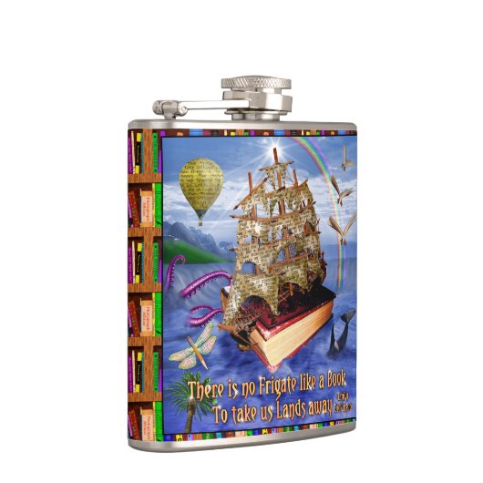 Book Ship Ocean Scene met Emily Dickinson Quote Heupfles (Rechts)