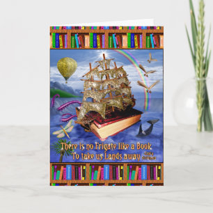 Book Ship Ocean Scene met Emily Dickinson Quote Kaart