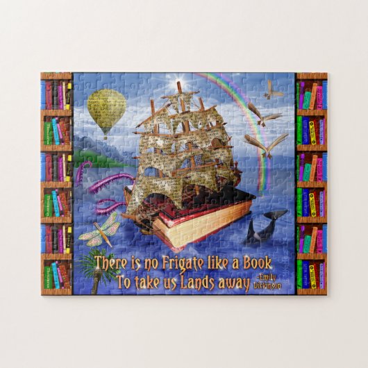 Book Ship Ocean Scene met Emily Dickinson Quote Legpuzzel (Horizontaal)