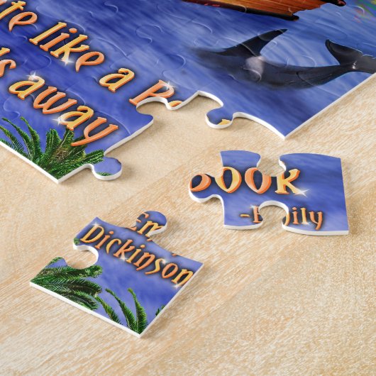 Book Ship Ocean Scene met Emily Dickinson Quote Legpuzzel (Zijkant)