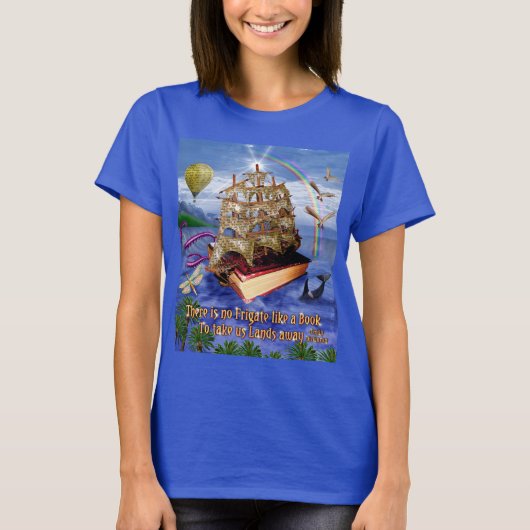 Book Ship Ocean Scene met Emily Dickinson Quote T-shirt (Voorkant)