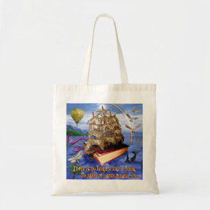 Book Ship Ocean Scene met Emily Dickinson Quote Tote Bag
