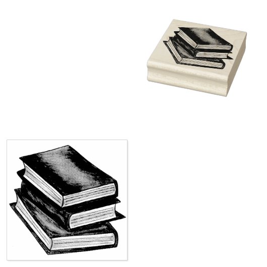 Book Stack Library Leading Literacy Education Rubberstempel (Gestempeld)