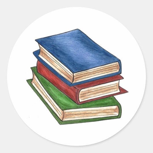 Book Stack Reading Library Book Teacher Librarian Ronde Sticker (Voorkant)