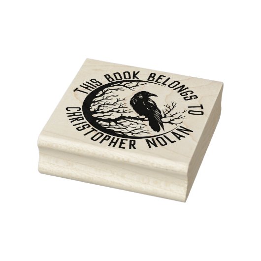 Book Stamp With Name And Raven For Man Rubberstempel (Stempel)