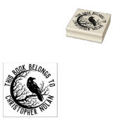 Book Stamp With Name And Raven For Man Rubberstempel (Gestempeld)