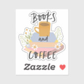 Book Sticker, Books and Coffee, Geschenkidee Sticker (Vel)