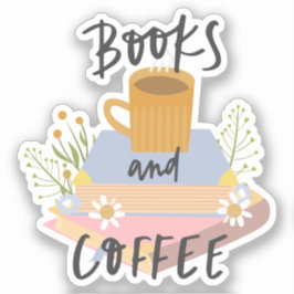 Book Sticker, Books and Coffee, Geschenkidee Sticker