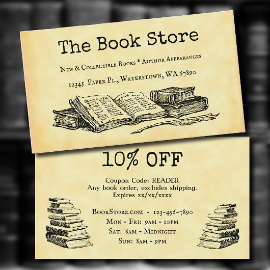 Book Store Custom Customer Discount Kaart Visitekaartje