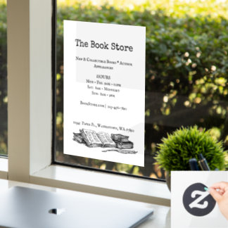 Book Store Editable Vintage Art Small Business Raamsticker