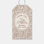 Book Theme Brown Floral Literary Bridal Shower Cadeaulabel (Voorkant)