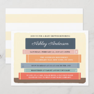 Book Theme Library Baby shower Invitation Kaart