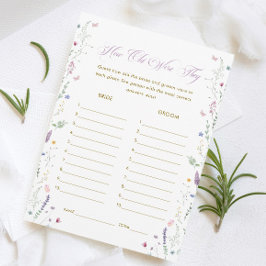 Book themed Bridal Shower Age Guessing Game Card Kaart