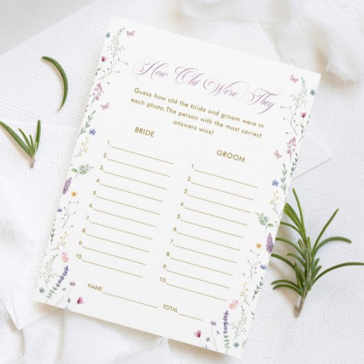 Book themed Bridal Shower Age Guessing Game Card Kaart
