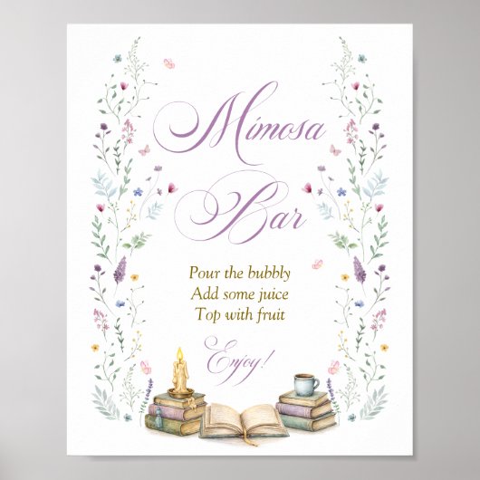 Book Themed Bridal Shower Mimosa Bar Poster (Voorkant)