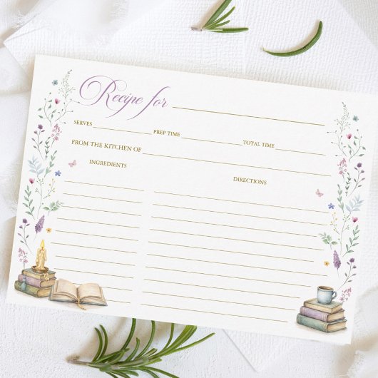 Book themed Bridal Shower Recipe Card Kaart
