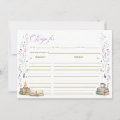 Book themed Bridal Shower Recipe Card Kaart (Voorkant)