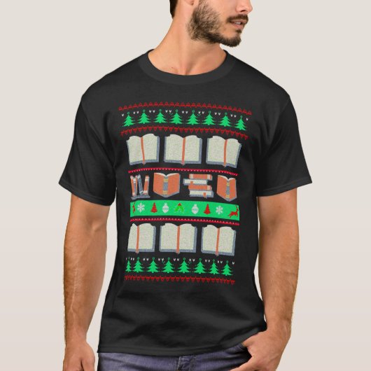 Book Ugly Sweater Kerstmis T-shirt (Voorkant)