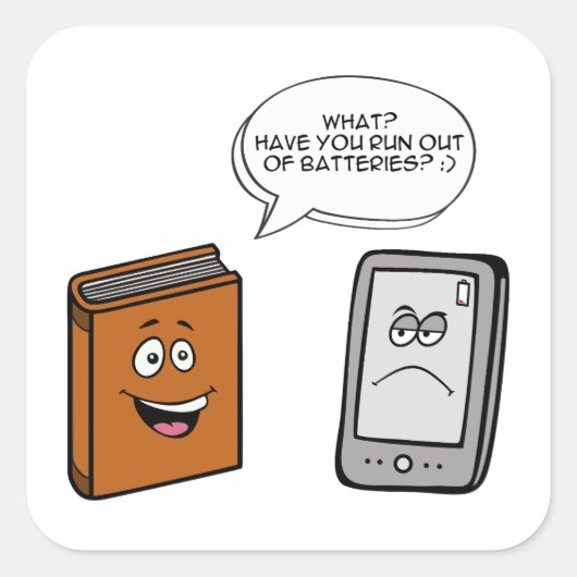 Book vs eBook Vierkante Sticker (Voorkant)