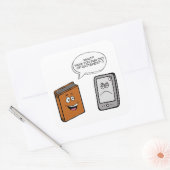 Book vs eBook Vierkante Sticker (Envelop)