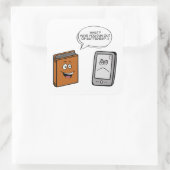 Book vs eBook Vierkante Sticker (Tas)