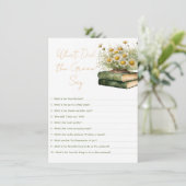 book What Did the Groom Say Bridal Shower Game Informatiekaartje (Staand voorkant)