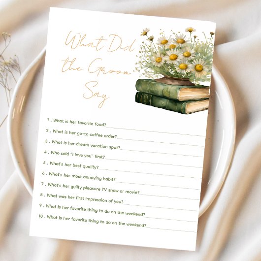 book What Did the Groom Say Bridal Shower Game Informatiekaartje