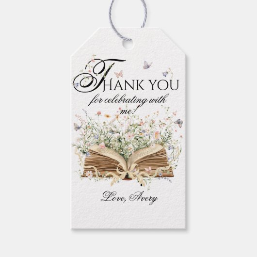 Book Wildflower A New Chapter Begin Bridal Shower Cadeaulabel (Voorkant)