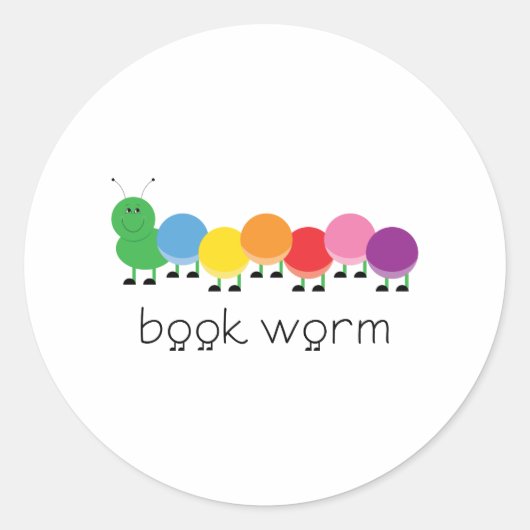 Book Worm Caterpaal Ronde Sticker (Voorkant)