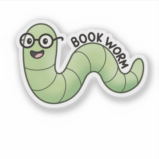 Book Worm Cute Bookish Book Lover Worm Sticker (Voorkant)