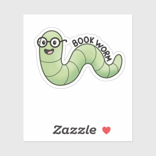 Book Worm Cute Bookish Book Lover Worm Sticker (Vel)
