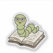 Book Worm Cute Bookish Book Lover Worm Sticker (Voorkant)